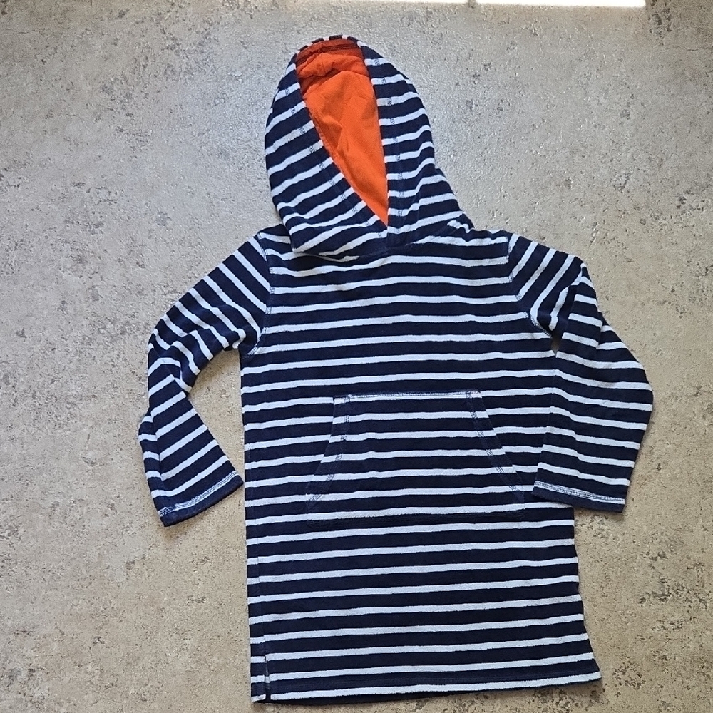 Mini Boden Blue and White Striped Towelling Throw On Size 8-9 Y